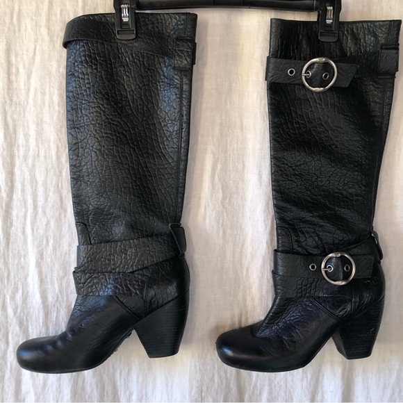 Lucky Brand Candice Black pebbled leather tall pull on boot size 8 - Picture 1 of 9